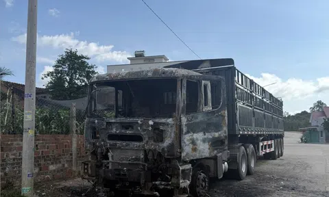 Xe đầu kéo bất ngờ cháy rụi sáng mùng 1 Tết, thiệt hại khoảng 500 triệu đồng