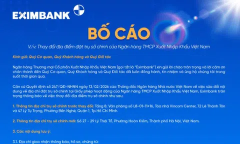 Eximbank thay đổi địa điểm đặt trụ sở chính, từ TPHCM ra Hà Nội