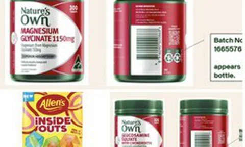 Cảnh báo khẩn: Thu hồi hàng loạt thực phẩm chức năng và kẹo từ Australia