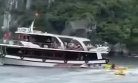 CLIP: Tàu vỏ gỗ chìm trên vịnh Lan Hạ, một phụ nữ tử vong