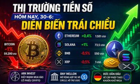 Thị trường tiền số hôm nay, 30-6: Diễn biến trái chiều